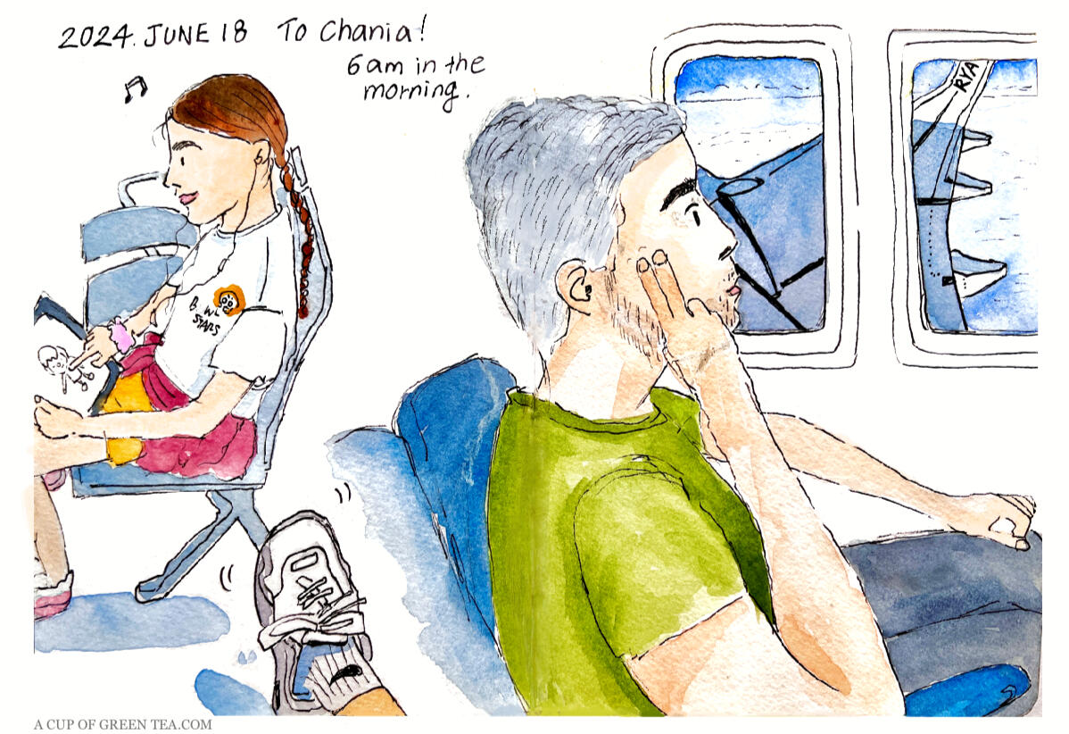 Watercolored comics about a summer trip to Chania, Crete 2024